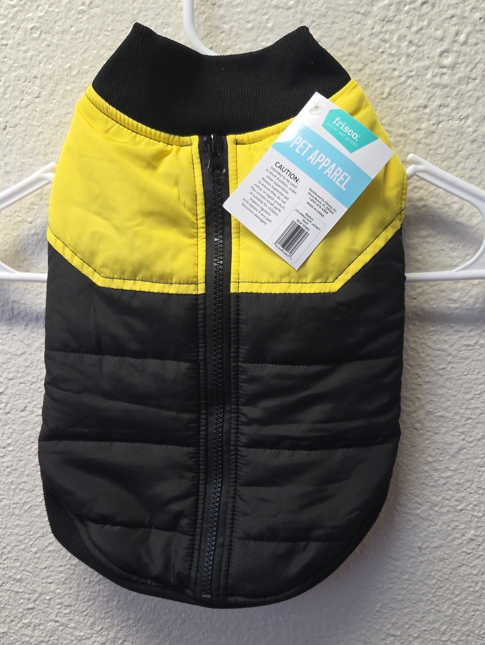 Frisco Yellow & Black Quilted Dog Puffer Vest